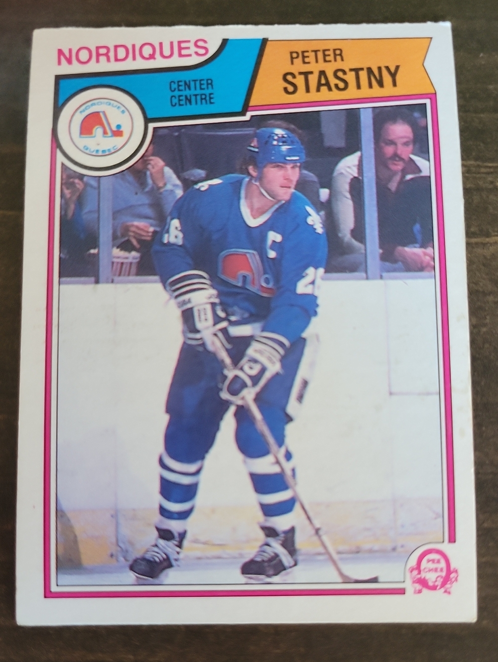 1983/84 OPC Peter Stastny Quebec Nordiques Hockey Card - Blue Pink Accent